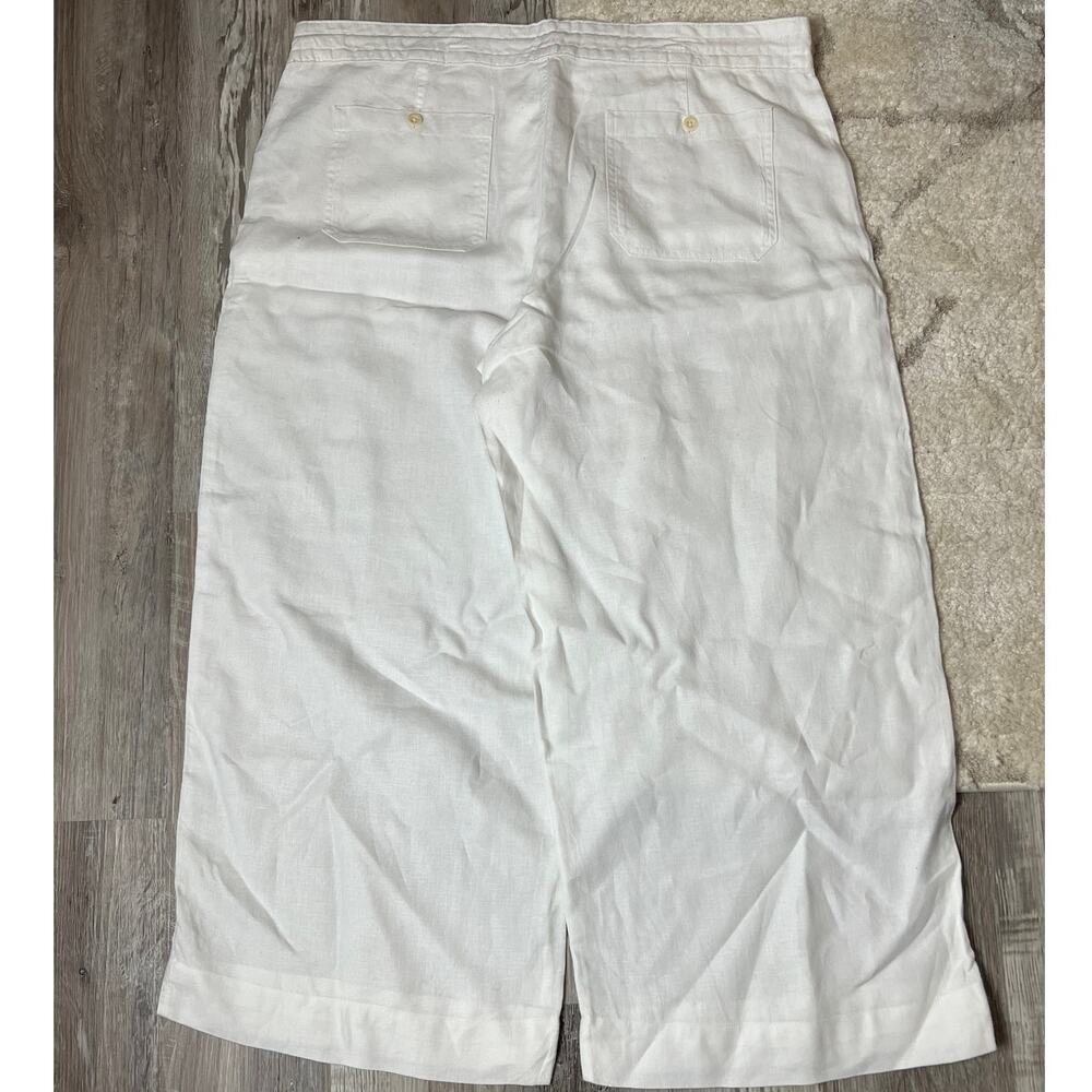 Lauren Ralph Lauren White Linen Wide Leg Crop Pants Women’s 18 Old Money Chic - Picture 3 of 10